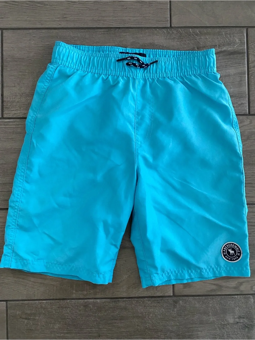 Abercrombie Kids Boys Color Changing Swim Trucks - Aqua Blue with Palm Trees